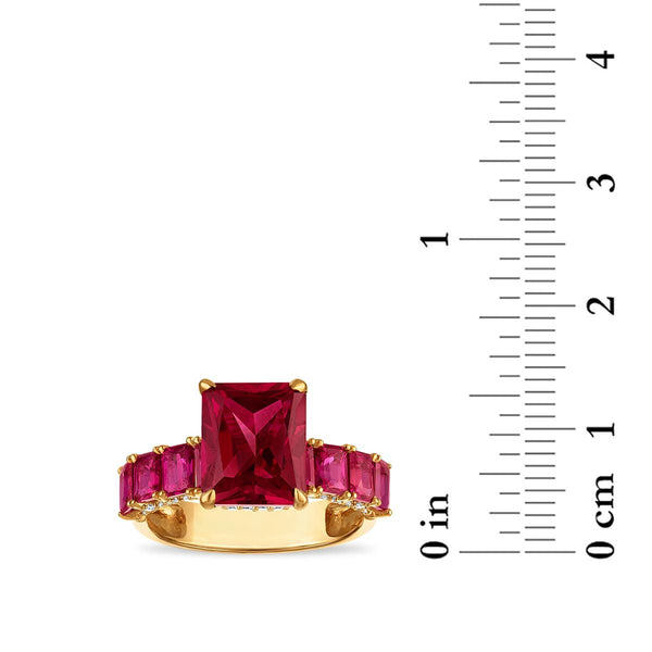 LoveSong EcoLove 10X8MM Ruby and Lab Grown Ruby Engagement Ring in 10KT Yellow Gold