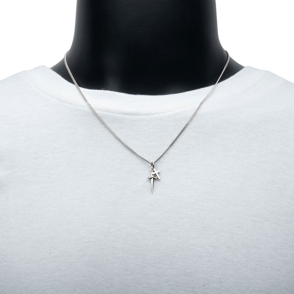Inox Sterling Silver Oxidized 22-inch Dagger and Cross Pendant