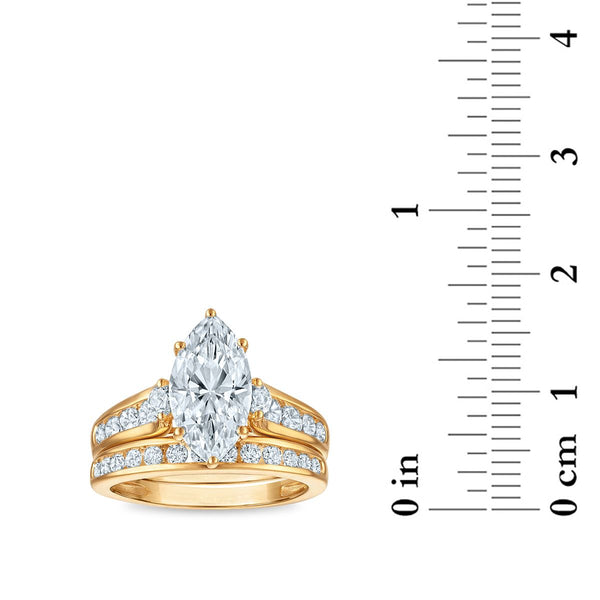 Red Hot Deal 3 CTW Marquise Lab Grown Diamond Bridal Set in 10KT Yellow Gold