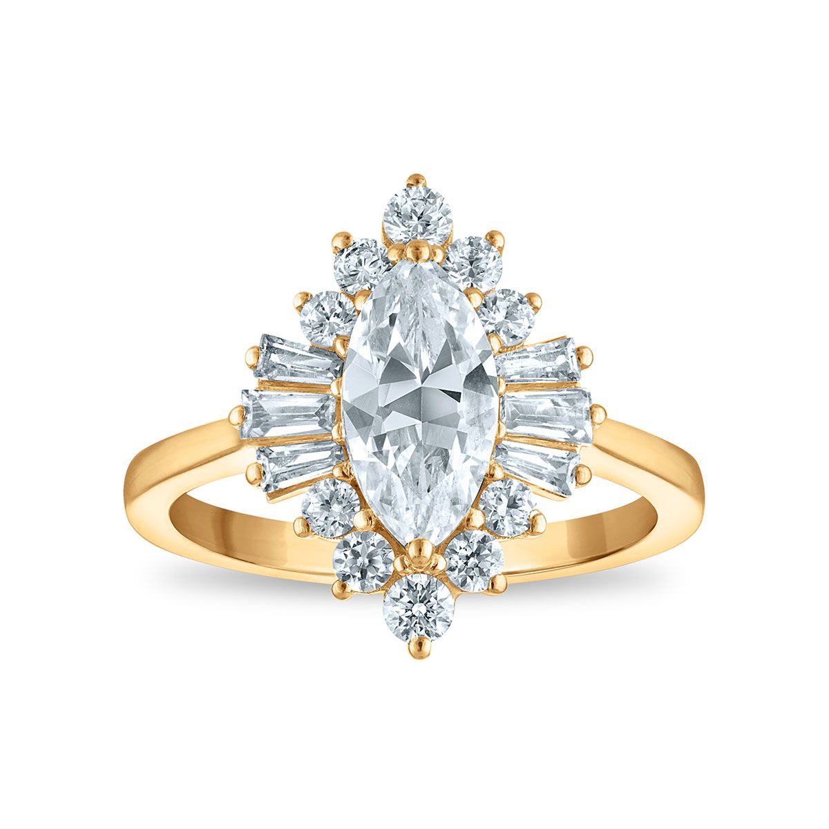 EcoLove 1-3/4 CTW Lab Grown Diamond Ballerina Ring in 10KT Yellow Gold