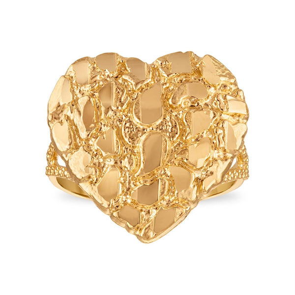 10KT Yellow Gold 19MM Heart Nugget Ring