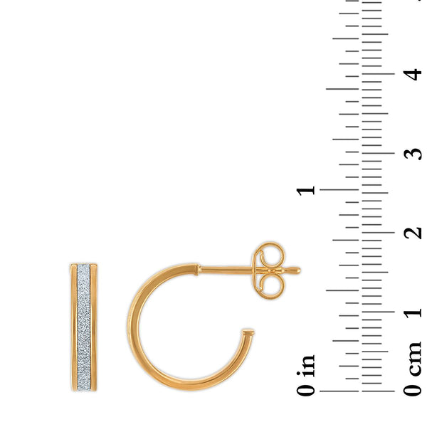 10KT Yellow Gold Glitter Hoop Earrings