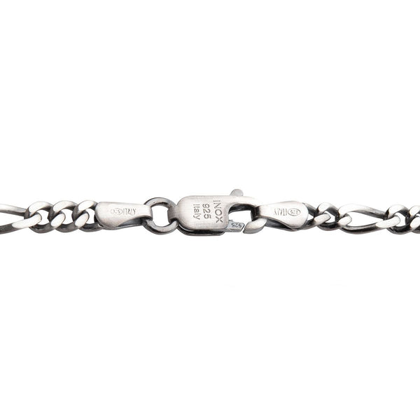 Inox 24-inch 5.5MM Sterling Silver Brushed Satin Finish Figaro Chain