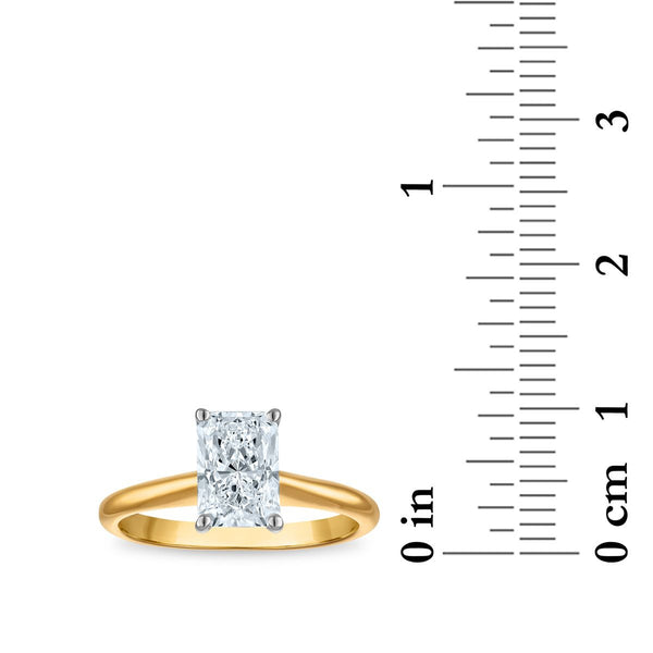 Signature Certificate 8X EcoLove 1 1/2 CTW Radiant Lab Grown Diamond Solitaire Engagement Ring in 14KT Yellow Gold