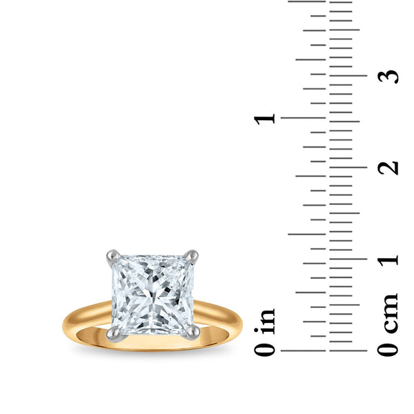 Signature Certificate 8X EcoLove 4 CTW Princess Cut Lab Grown Diamond Solitaire Engagement Ring in 14KT Yellow Gold