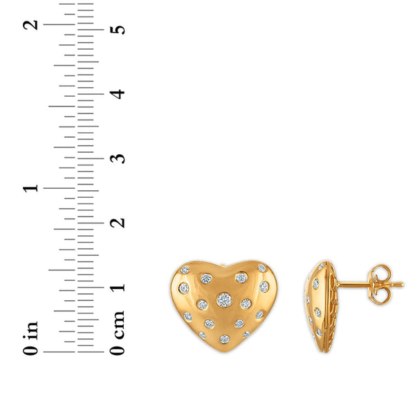 EcoLove 1/2 CTW Lab Grown Diamond Heart Earrings in Yellow Gold Plated Sterling Silver