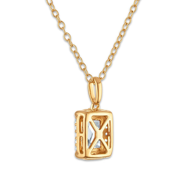 7X5MM Radiant White Topaz and White Sapphire Birthstone 18-inch Pendant in 18KT Gold Vermeil