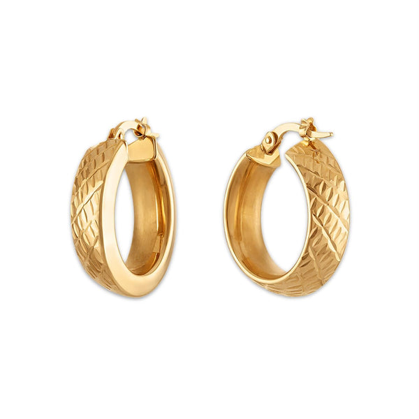 10KT Yellow Gold 6X15MM Slanted Hoop Earrings