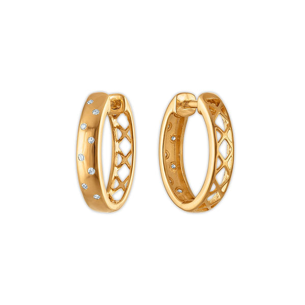 Natural Diamond Accent Hoop Earrings in Gold Plated Sterling Silver