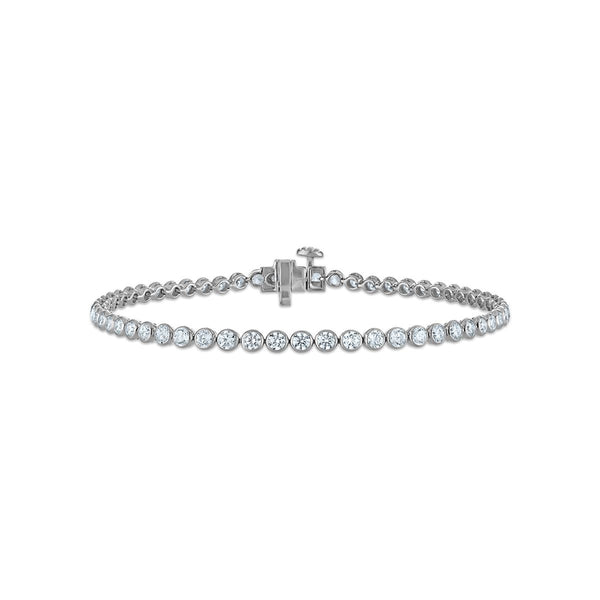Red Hot Deal 3 CTW Round Lab Grown Diamond 7-inch Bezel Set Tennis Bracelet in 10KT White Gold