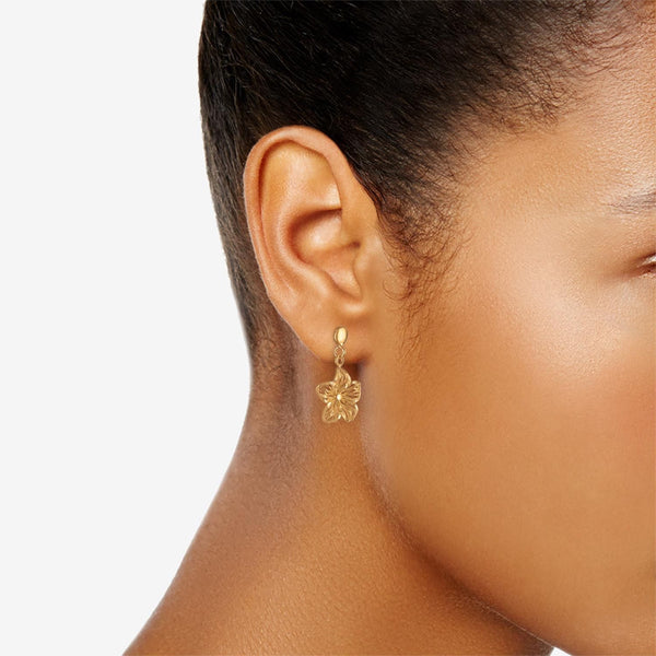 10KT Yellow Gold Dangling Flower Earrings