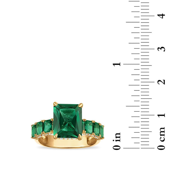 LoveSong EcoLove 10X8MM Emerald and Lab Grown Emerald Engagement Ring in 10KT Yellow Gold