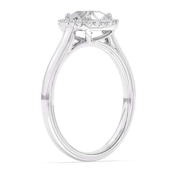 6MM Cushion White Sapphire and White Sapphire Birthstone Halo Ring in Sterling Silver