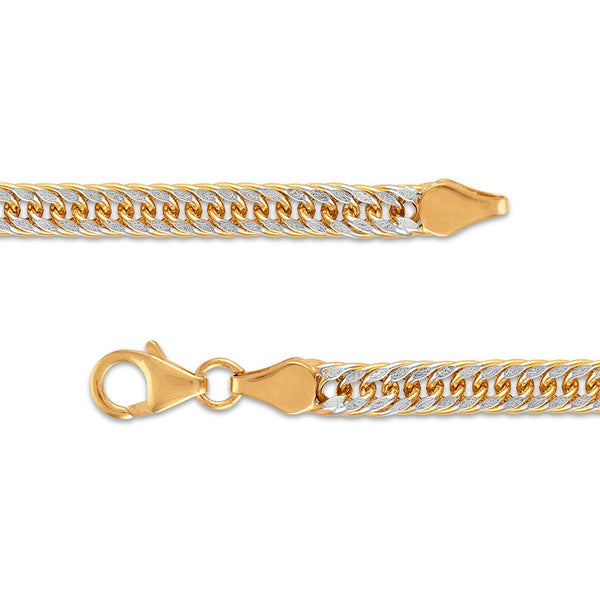 14KT Two-Tone Gold 8.5-inch 4.6MM Triple Curb Bracelet