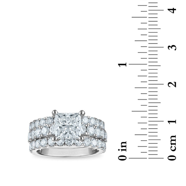 Signature EcoLove 5 CTW Lab Grown Diamond Bridal Set Princess Cut Ring in 14KT White Gold