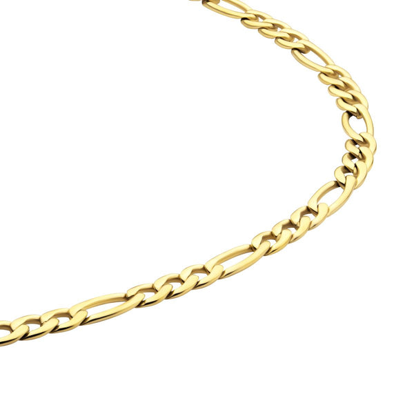 Inox 18KT Gold IP Titanium 16-inch 4.7MM Figaro Chain
