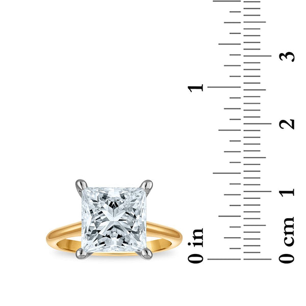 Signature Certificate 8X EcoLove 5 CTW Princess Cut Lab Grown Diamond Solitaire Engagement Ring in 14KT Yellow Gold