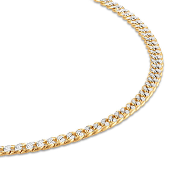14KT Two-Tone Gold 22-inch 4.5MM Double-Sided Diamond-Cut Curb Chain