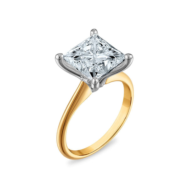 Signature Certificate 8X EcoLove 5 CTW Princess Cut Lab Grown Diamond Solitaire Engagement Ring in 14KT Yellow Gold