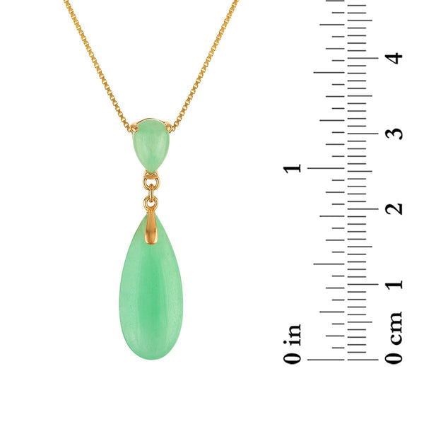 8X18MM Pear Jade 18-inch Pendant in Gold Plated Two-Tone Sterling Silver