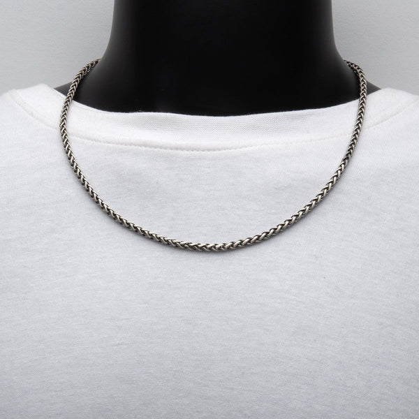 Inox 24-inch 4MM Sterling Silver Brushed Satin Finish Wheat Chain