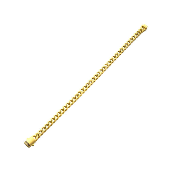 Inox Gold IP Stainless Steel 7.5-inch 6MM Miami Cuban Link Bracelet with Black Sapphire