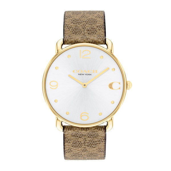 Coach Elliot 36X36 MM Silvertone Round Dial Canvas Strap. 14504205