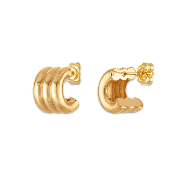 14KT Yellow Gold Triple-Row Huggie Hoops
