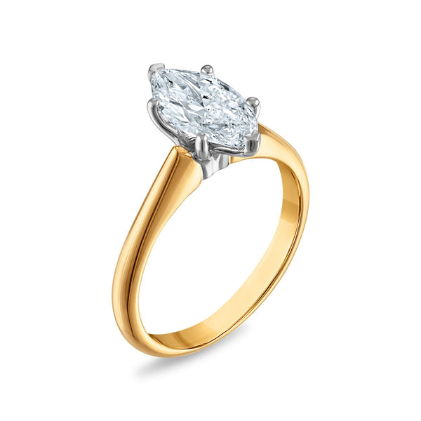 Signature Certificate 8X EcoLove 1 1/2 CTW Marquise Lab Grown Diamond Solitaire Engagement Ring in 14KT Yellow Gold