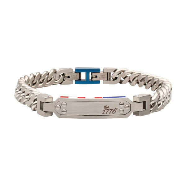 Inox Stainless Steel Curb Patriotic EST 1776 Bracelet