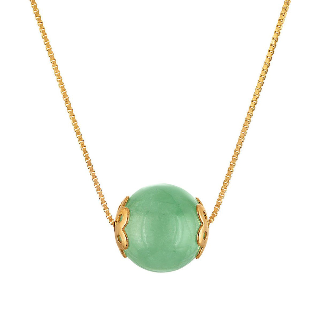 10MM Round Jade 18-inch Necklace in Yellow Gold Plated Sterling Silver —  Default Title