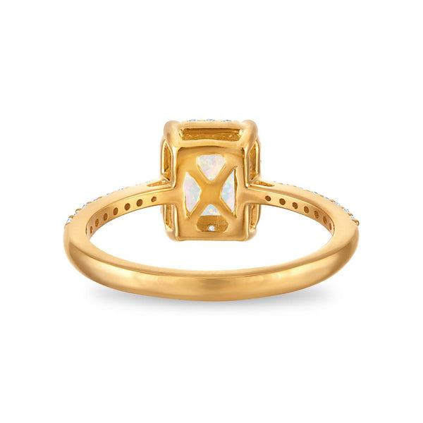 7X5MM Radiant Opal and White Sapphire Birthstone Ring in 18KT Gold Vermeil