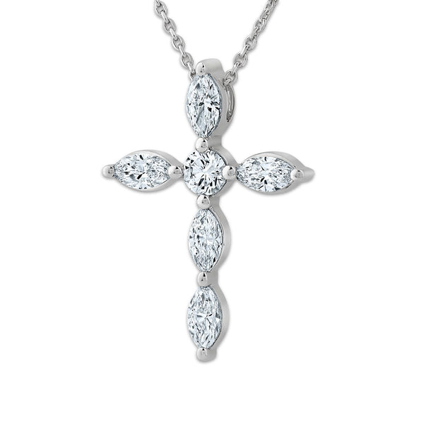 Sterling Silver 1 CTW Lab Grown Diamond 18-inch Cross Pendant