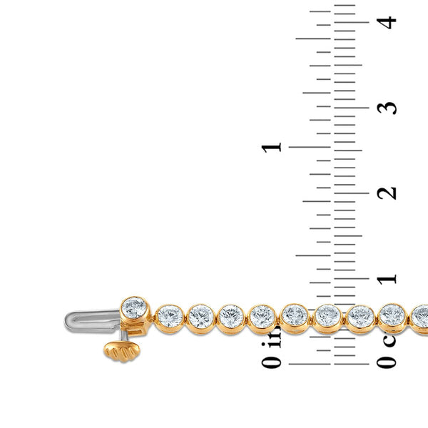 Red Hot Deal 5 CTW Round Lab Grown Diamond 7-inch Bezel Set Tennis Bracelet in 10KT Yellow Gold