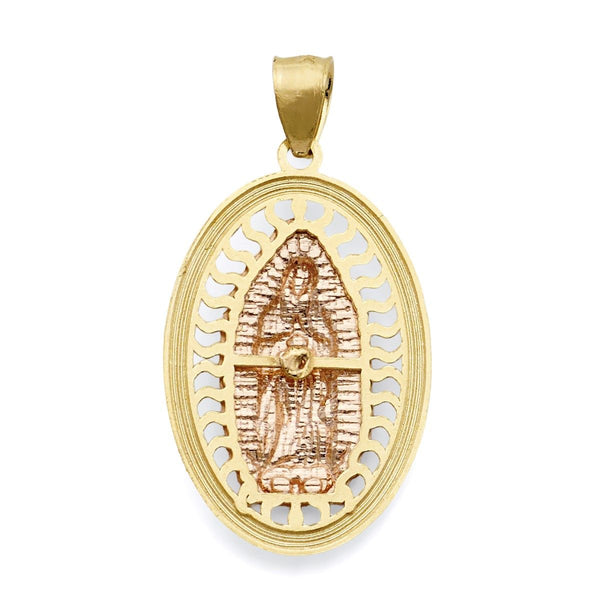 10KT Tri-Color Gold 32X17MM Our Lady Of Guaudalupe Pendant-Chain Not Included