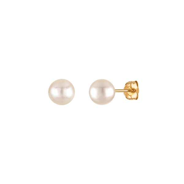 5MM Pearl Stud Earrings in 14KT Yellow Gold