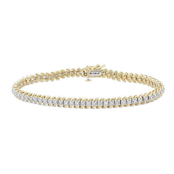 1 CTW Diamond Tennis 7" Bracelet in 10KT Yellow Gold