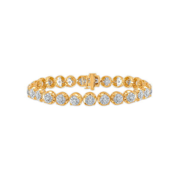 2 CTW Diamond Tennis 7.25" Bracelet in 10KT White and Yellow Gold