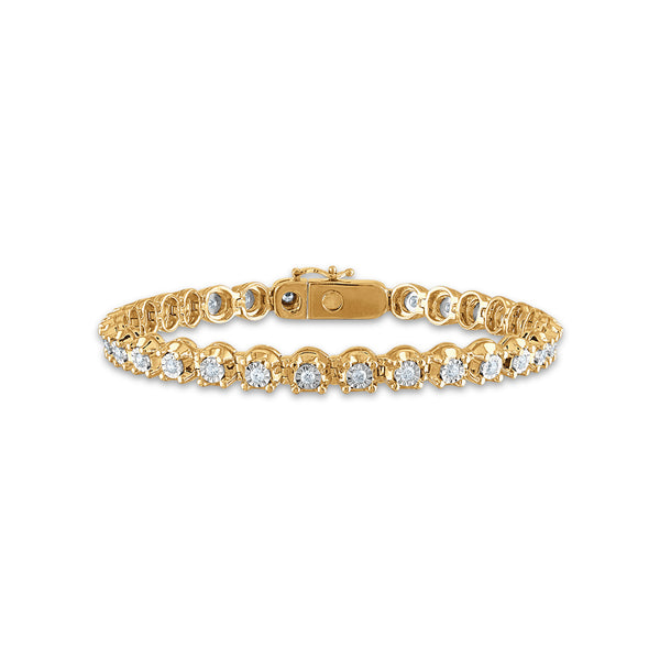 1 CTW Diamond Tennis 7.5" Bracelet in 10KT Yellow Gold Plated Sterling Silver