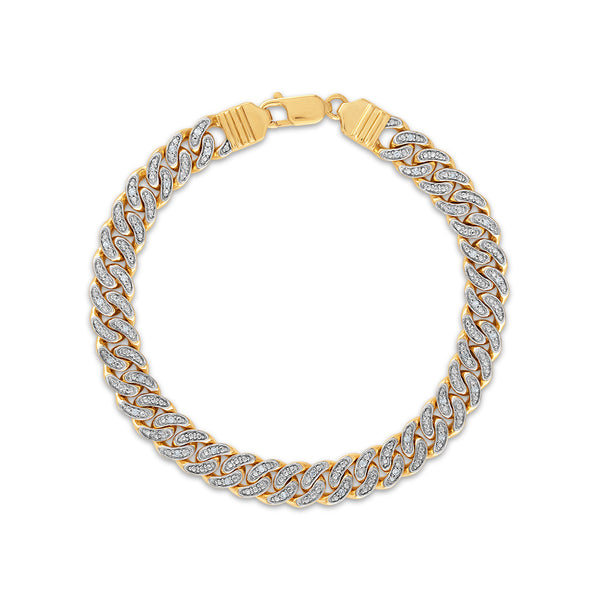 Luxe Layers 1/3 CTW Diamond Cuban Link 8.5" Bracelet in Yellow Gold Plated Sterling Silver