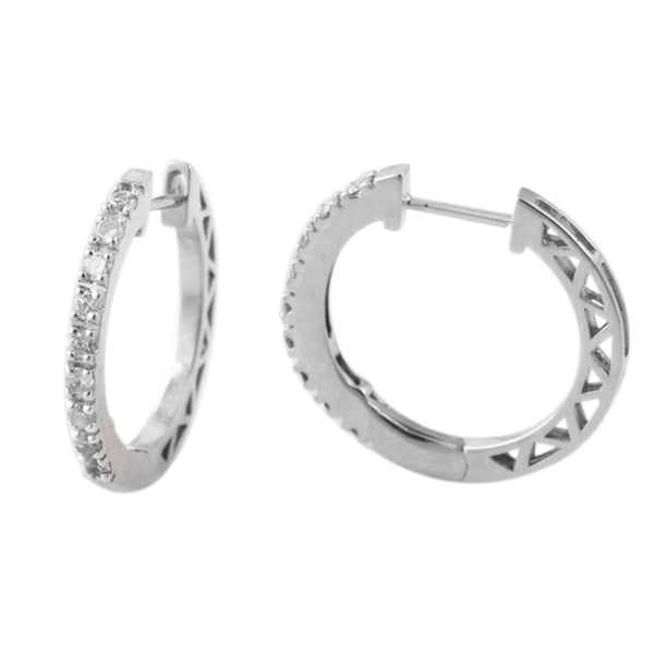 1/4 CTW Diamond Hoop Earrings in 10KT White Gold
