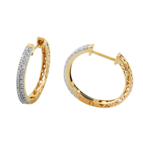 1/4 CTW Diamond Hoop Earrings in 10KT Yellow Gold