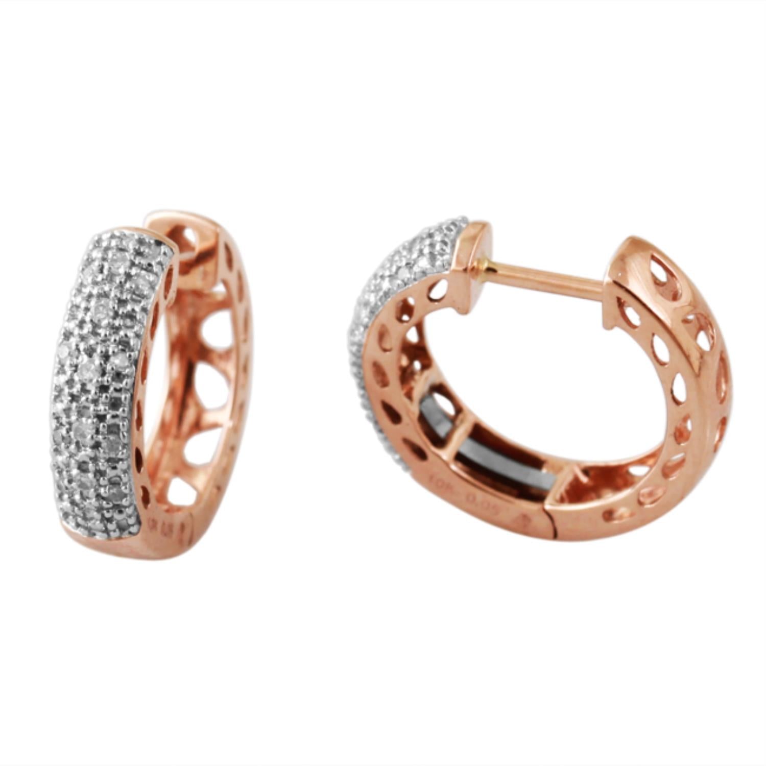 1/10 CTW Natural Diamond Hoop Earrings in 10KT Rose Gold
