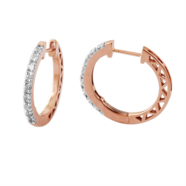 1/4 CTW Diamond Hoop Earrings in 10KT Rose Gold