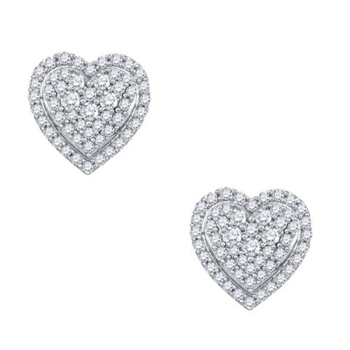 1/2 CTW Diamond Heart Stud Earrings in 10KT White Gold
