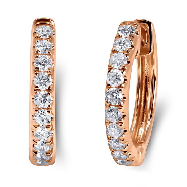 1/3 CTW Diamond Hinged / Huggie Hoop Earrings in 14KT Rose Gold