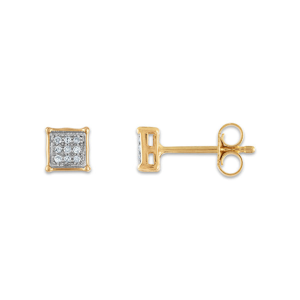 1/20 CTW Diamond Cluster Stud Earrings in 10KT Yellow Gold