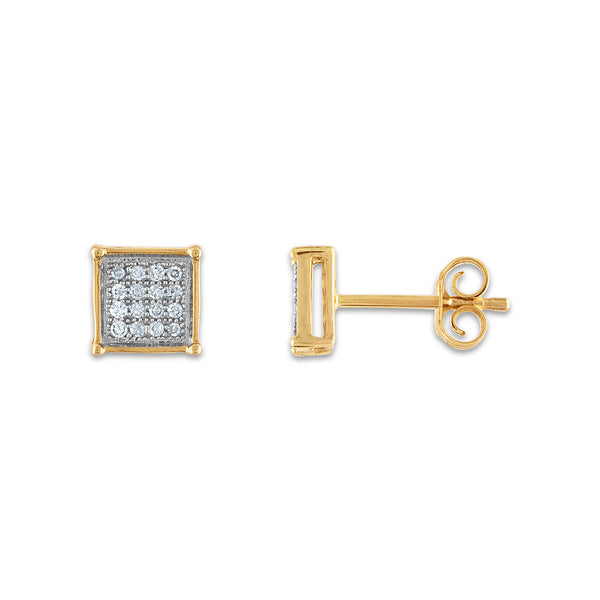 1/10 CTW Diamond Cluster Stud Earrings in 10KT Yellow Gold