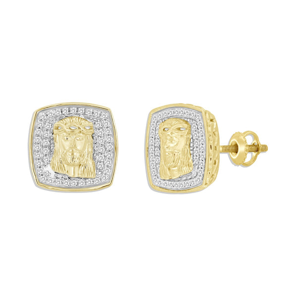 Titan by Adrian Gonzalez 10KT Yellow Gold 1/4 CTW Diamond 12MM Jesus Earrings