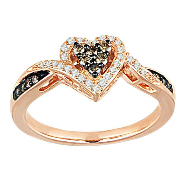 Mochaccino 1/4 CTW Diamond Heart Ring in 10KT Rose Gold